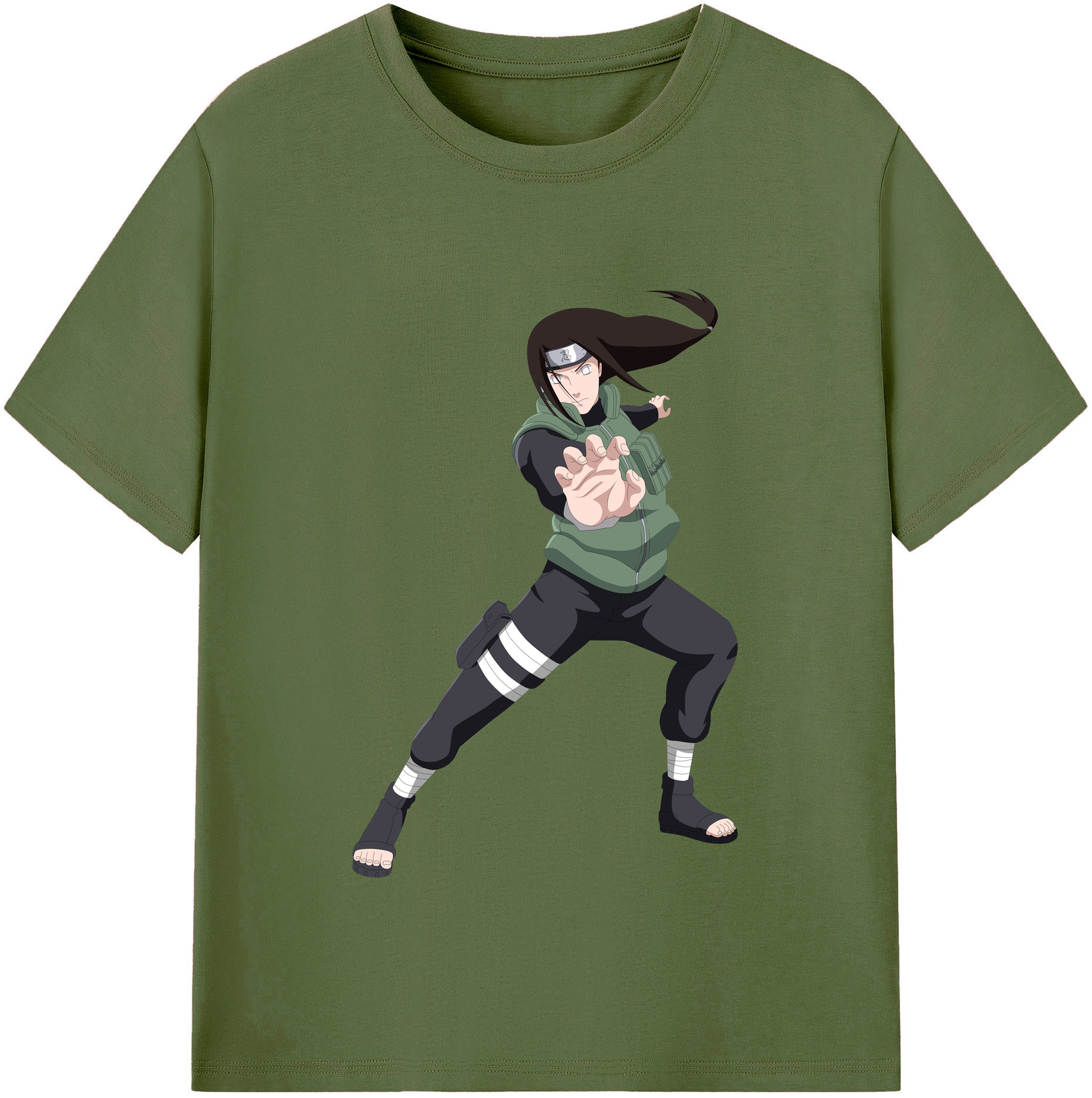 （画像用） NARUTO -ナルト- 日向ネジ Hyūga Neji 綿100％半袖Tシャツ（フロントプリント）